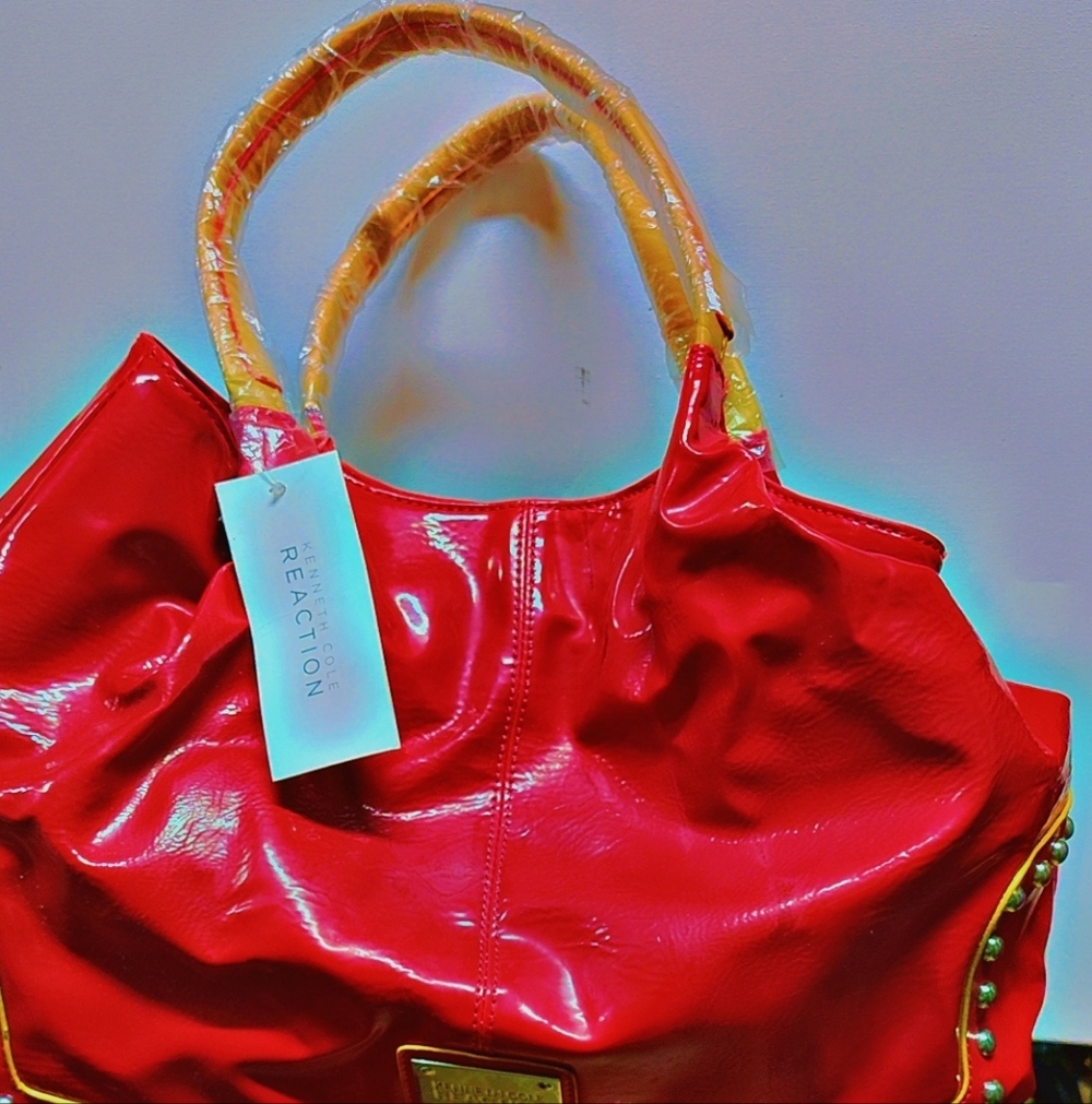 Kenneth Cole Reaction Shiny Red Shoulder Bag
